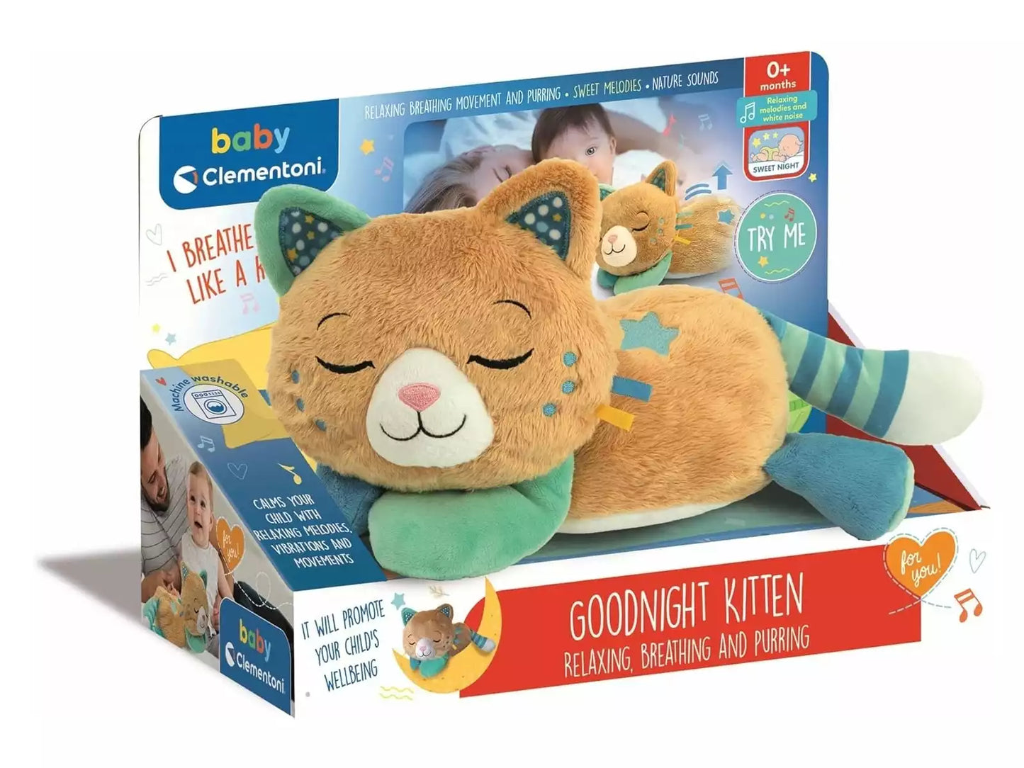 Peluche Gatito Buenas Noches (0+ meses) 🐱💤 Baby Clementoni – Ref.: 17969