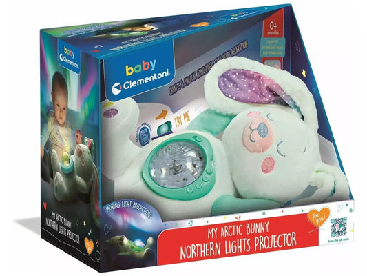 Peluche Mi Conejito Polar con Proyector de Aurora Boreal (0+ meses) ❄️🐰 Baby Clementoni – Ref.: 17502
