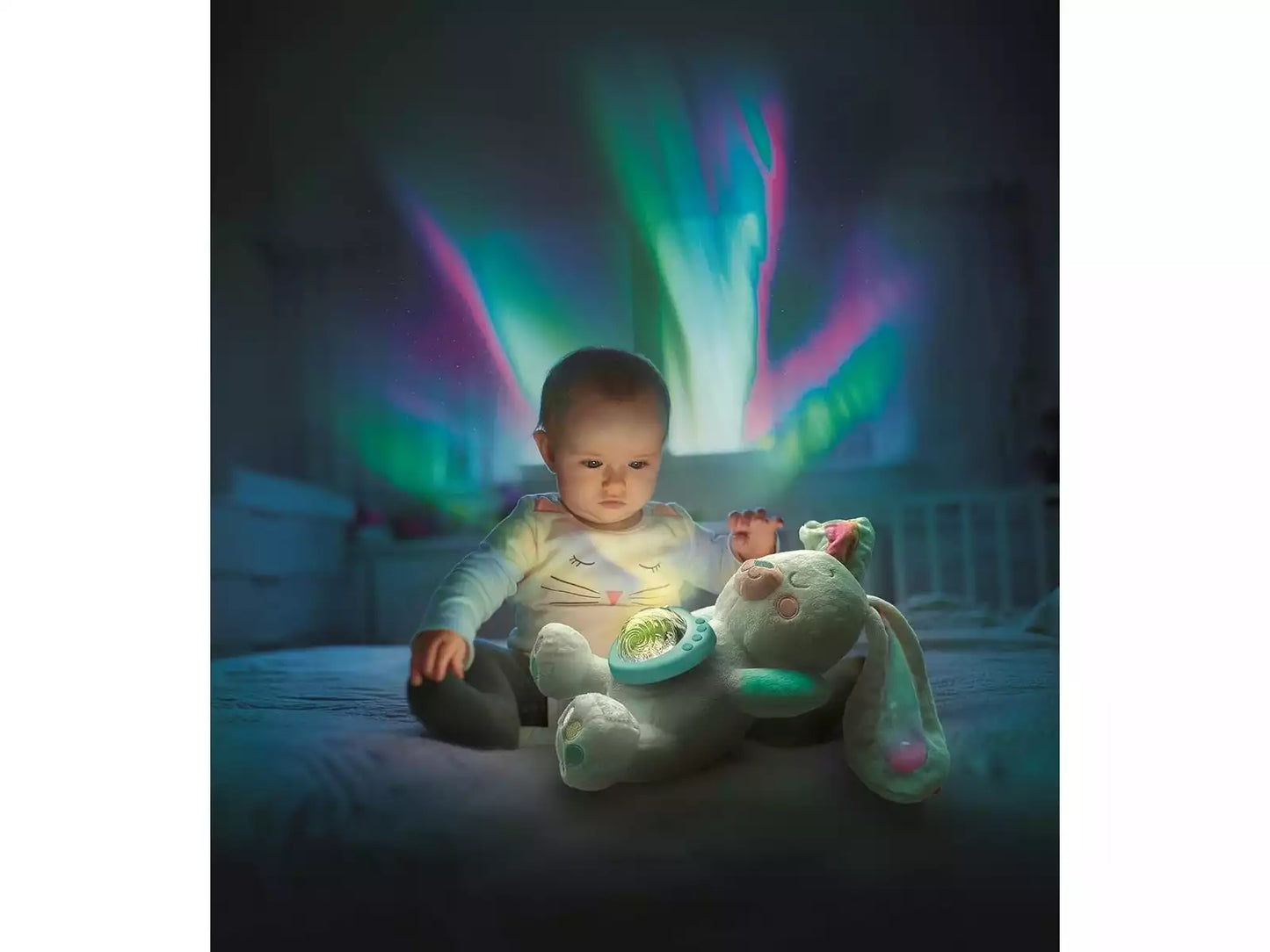 Peluche Mi Conejito Polar con Proyector de Aurora Boreal (0+ meses) ❄️🐰 Baby Clementoni – Ref.: 17502