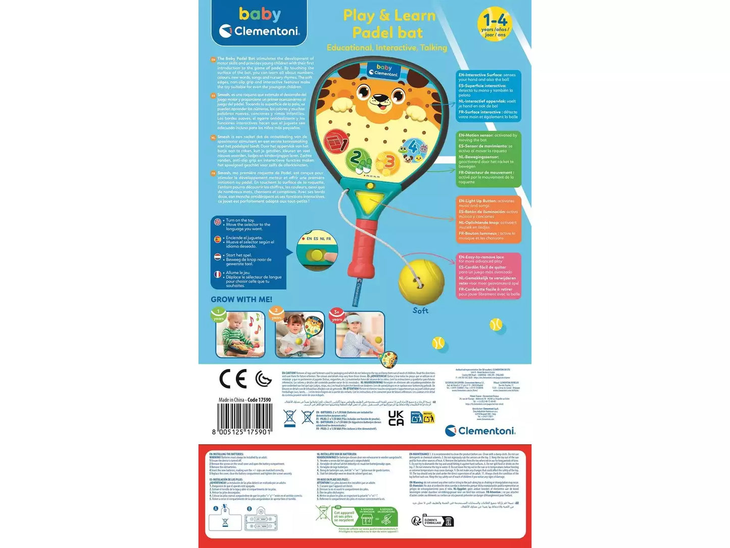 Pádel Parlante y Musical (1-4 años)🎾🎶 Juega y Aprende – Clementoni