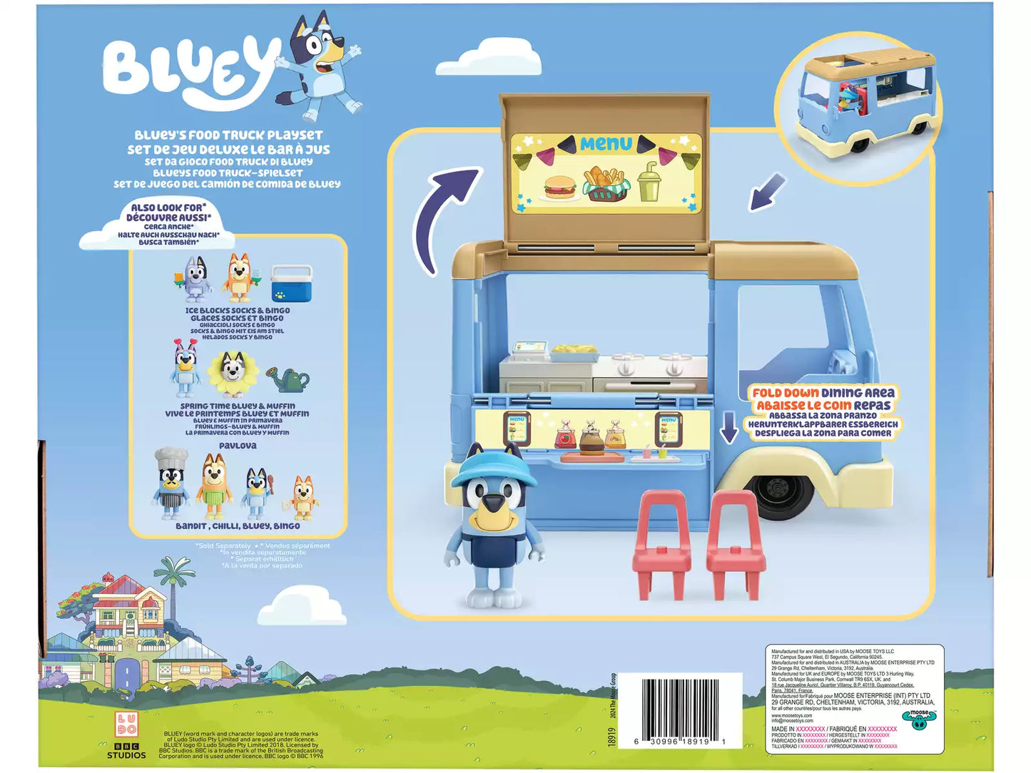 Food Truck Bluey Set de Juego Camión de Comida Transformable Bluey Moose
