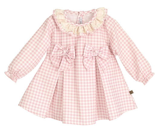 Vestido Berg Rosa Cuadro Vichy Calamaro | Niña Bebé 6-24 Meses y Niña 3-6 Años 100% Algodón