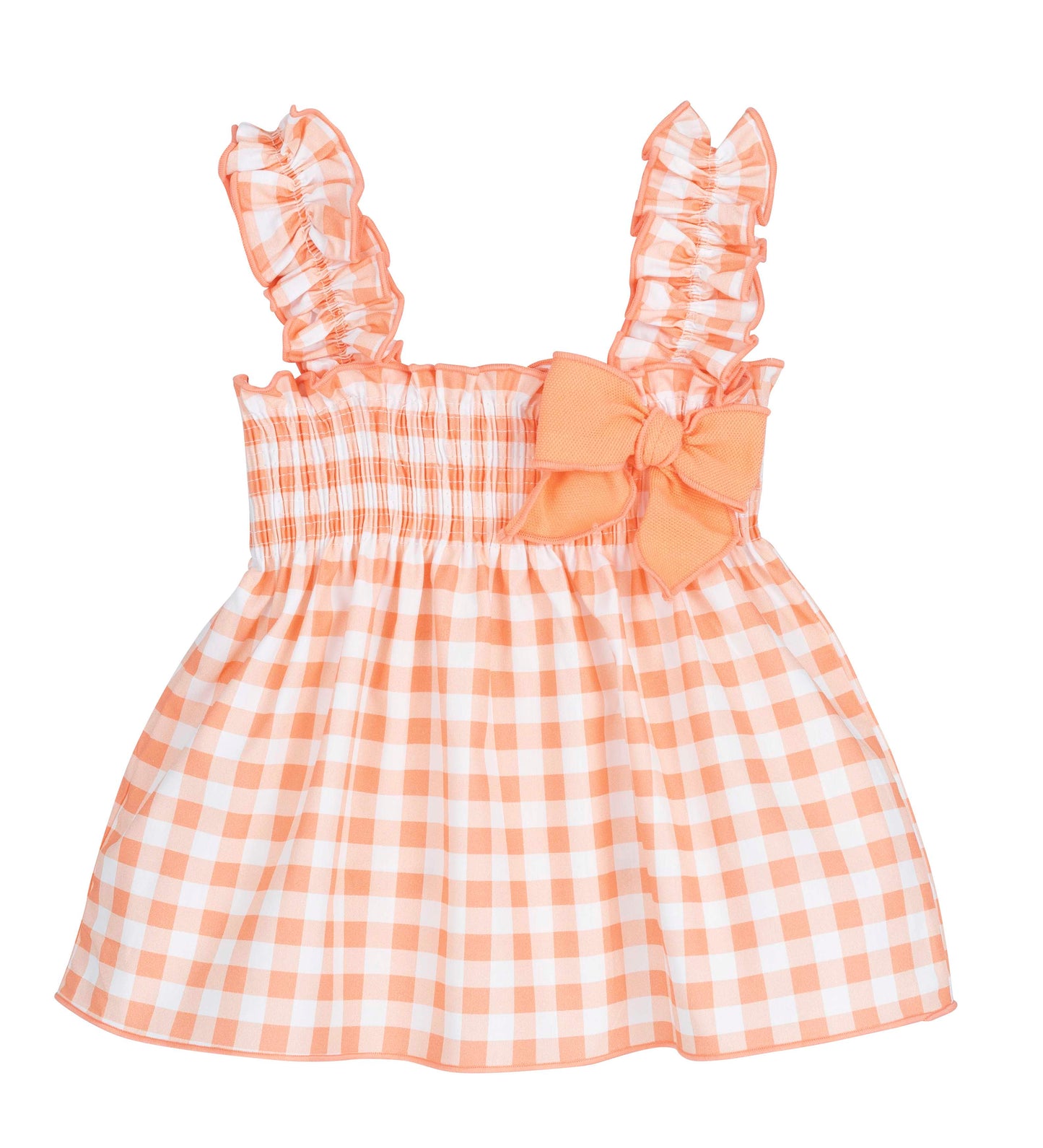 Vestido niña cuadros naranja Familia Baño Calamaro 6 meses–6 años