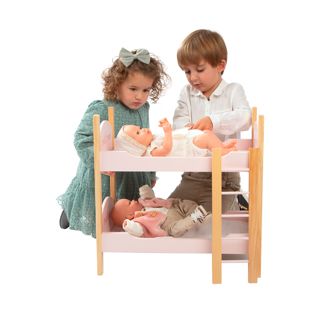 Litera Nature de madera con escalera, almohadas y colchas – Colección Nature Arias 🪵✨