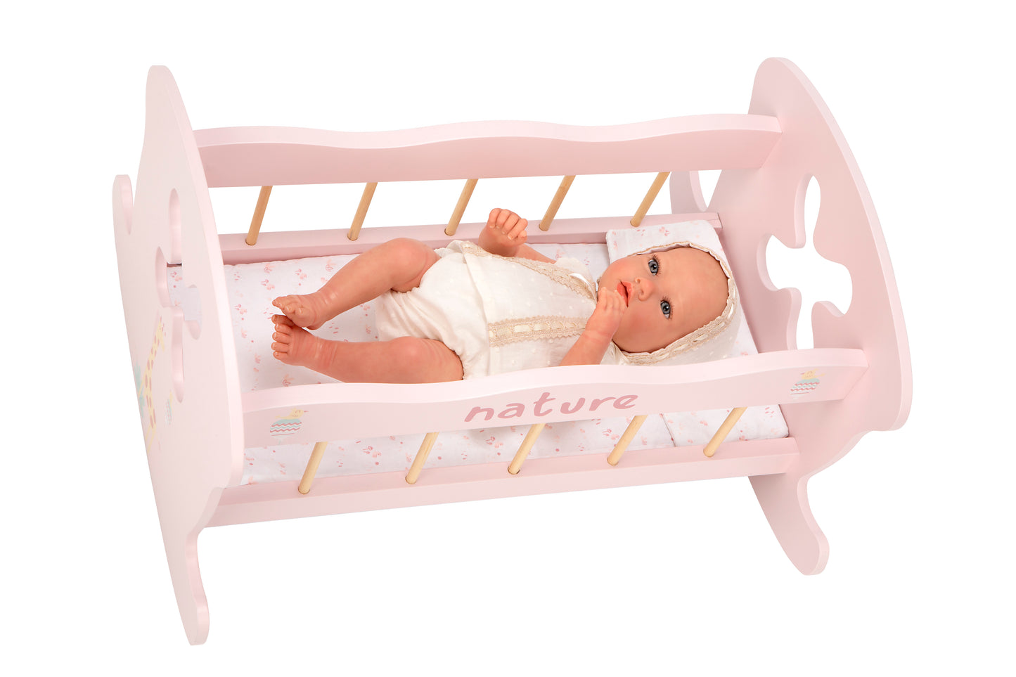 Cama balancín Nature de madera con almohada y colcha – Colección Nature 🪵