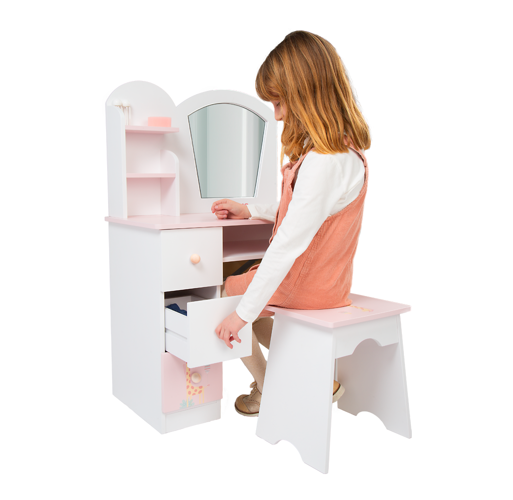 Tocador Nature de madera con taburete – Colección Nature Arias 🪞✨