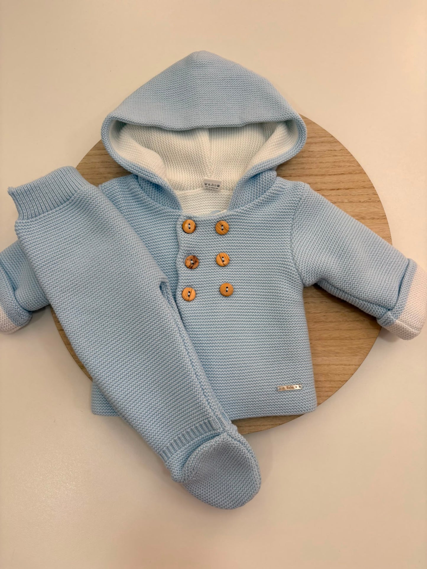 San Francisco de Punto Básico con Capucha Celeste | Tallas 1 a 12 Meses | Siju Moda Infantil