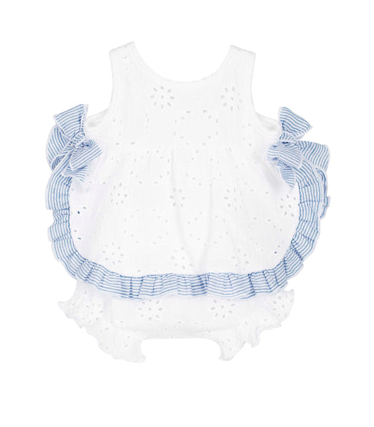 Jesúsito bebé Kerala con volantes y lazos azul