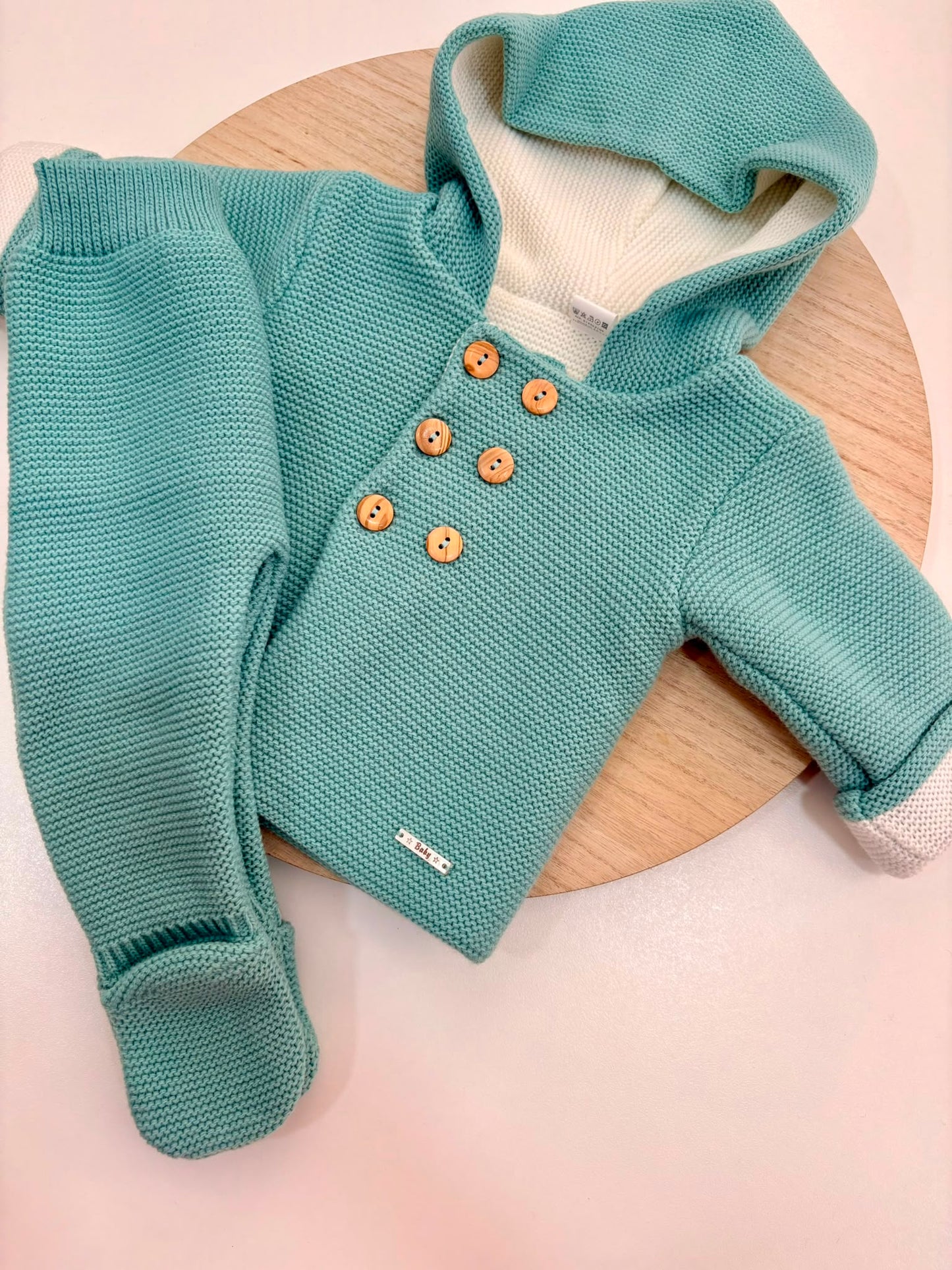 San Francisco de Punto Básico con Capucha Verde Mint | Tallas 1 a 12 Meses | Siju Moda Infantil
