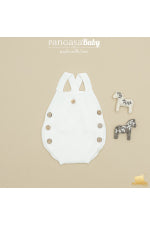 Peto básico de punto bobo para bebé blanco 100% algodón