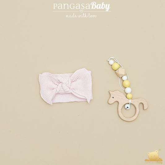Diadema Bebé Rosa bebe de Punto con Lazo Pangasa 100% Algodón – Colección Verano