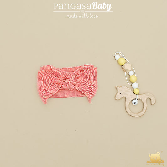 Diadema Bebé Coral de Punto con Lazo Pangasa 100% Algodón – Colección Verano