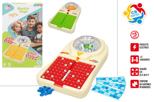 Bingo Eléctrico 90 Bolas + 48 Cartones | Juego Familiar CB Games