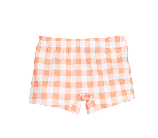 Short de baño niño cuadros naranja Familia Baño Calamaro 6 meses–6 años