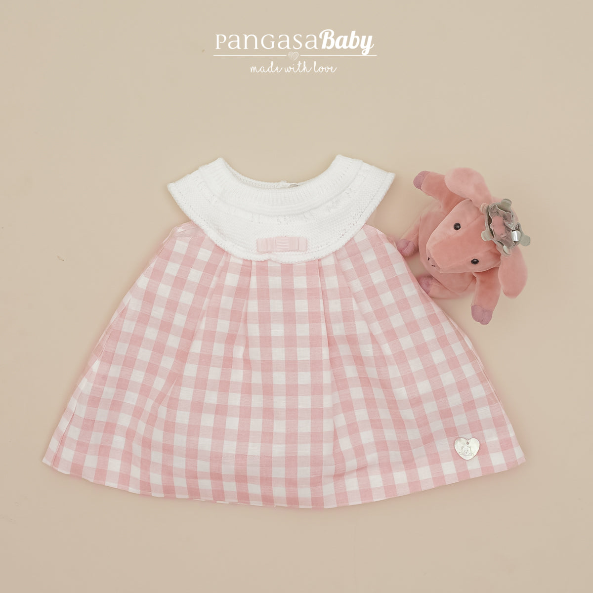 Vestido bebé Móceta cuadros blanco Pangasa Baby | Opción braguita cubre pañal a juego | 0 a 24 meses