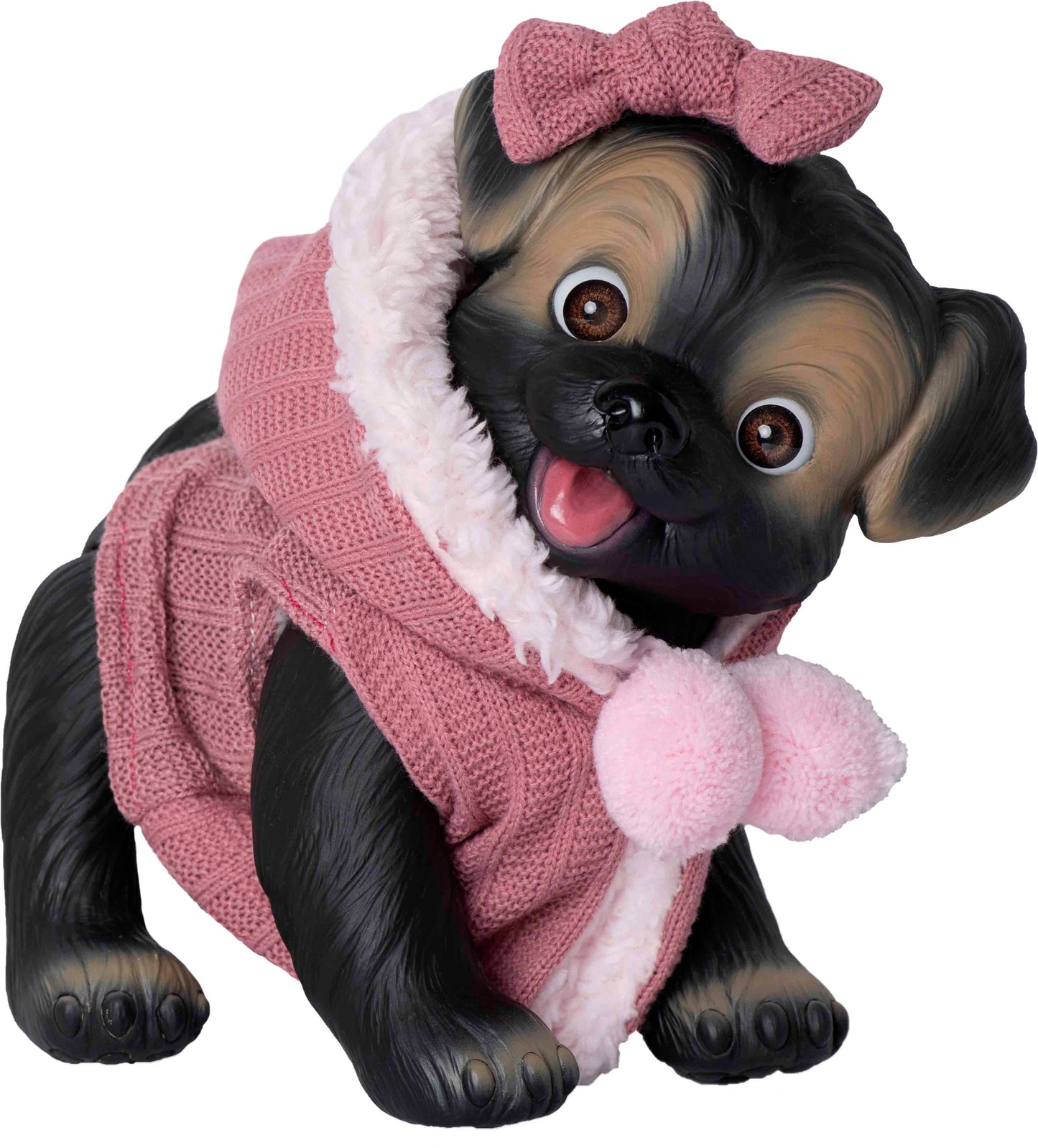 Perrito negro chaleco coral 23 cm cuerpo vinilo 2603 ROSA TOYS