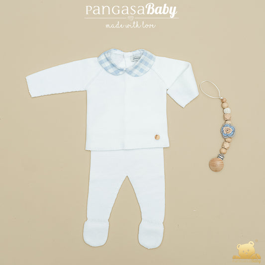 Primera puesta bebé cuadros blanco Pangasa Baby | 100% algodón | Prematuro (00) a 12 meses