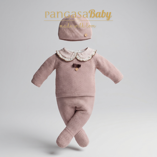 P.Puesta Vintage + Gorro Pangasa Baby | Rosa Empolvado | 0-12 meses
