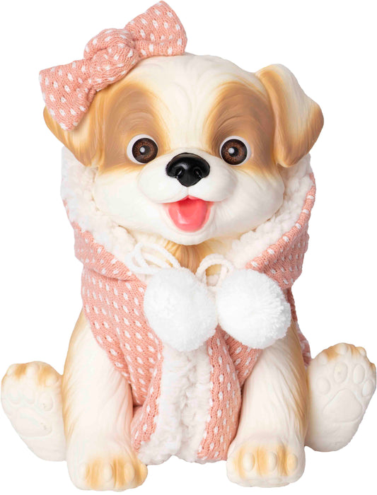 Perrito blanco chaleco coral 23 cm cuerpo vinilo 2607 ROSA TOYS