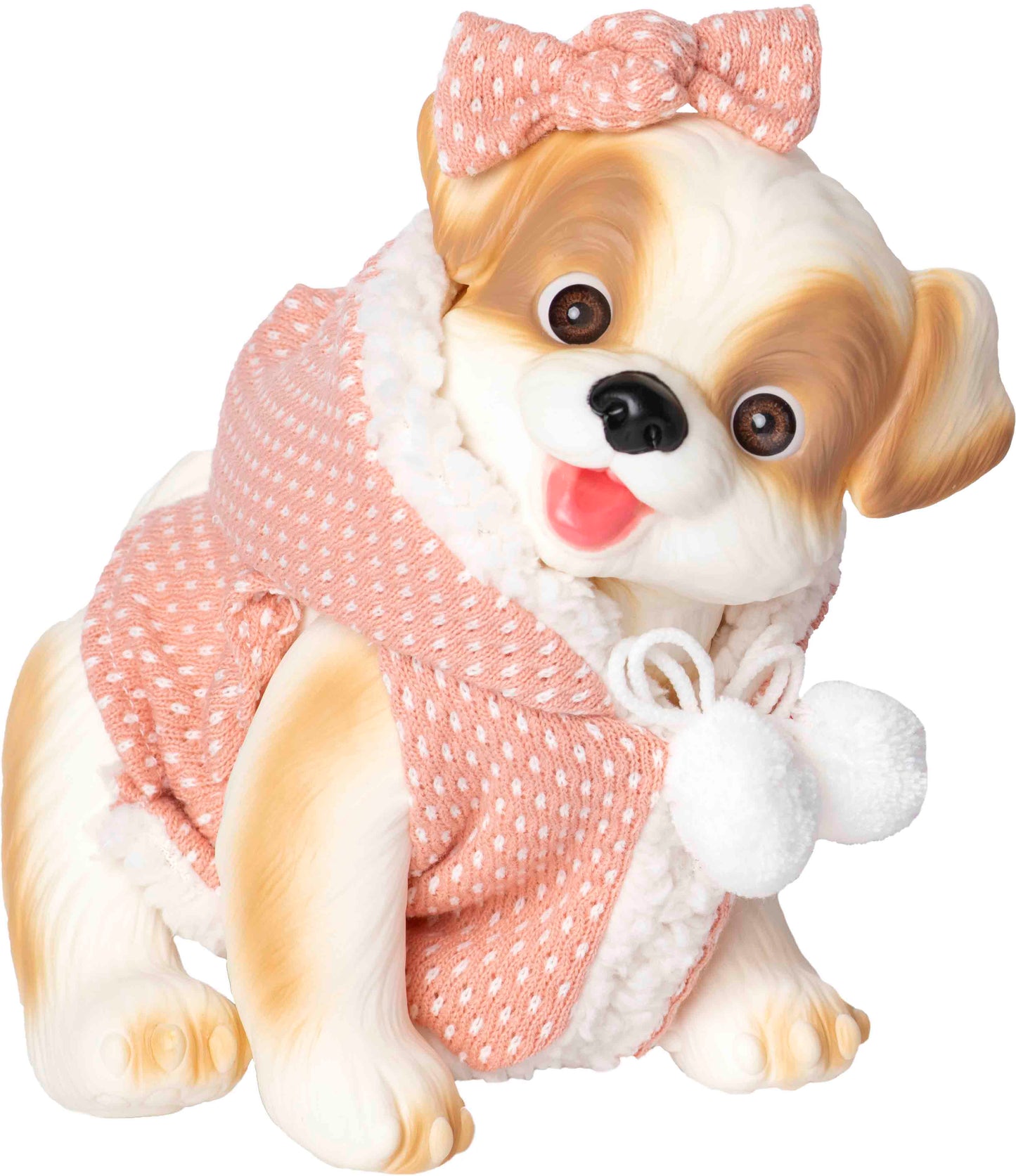 Perrito blanco chaleco coral 23 cm cuerpo vinilo 2607 ROSA TOYS