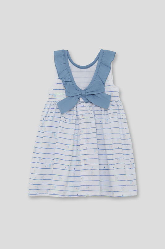Vestido Niña Rayitas Azules con Lazo 3-8 Años – Street Monkey Verano