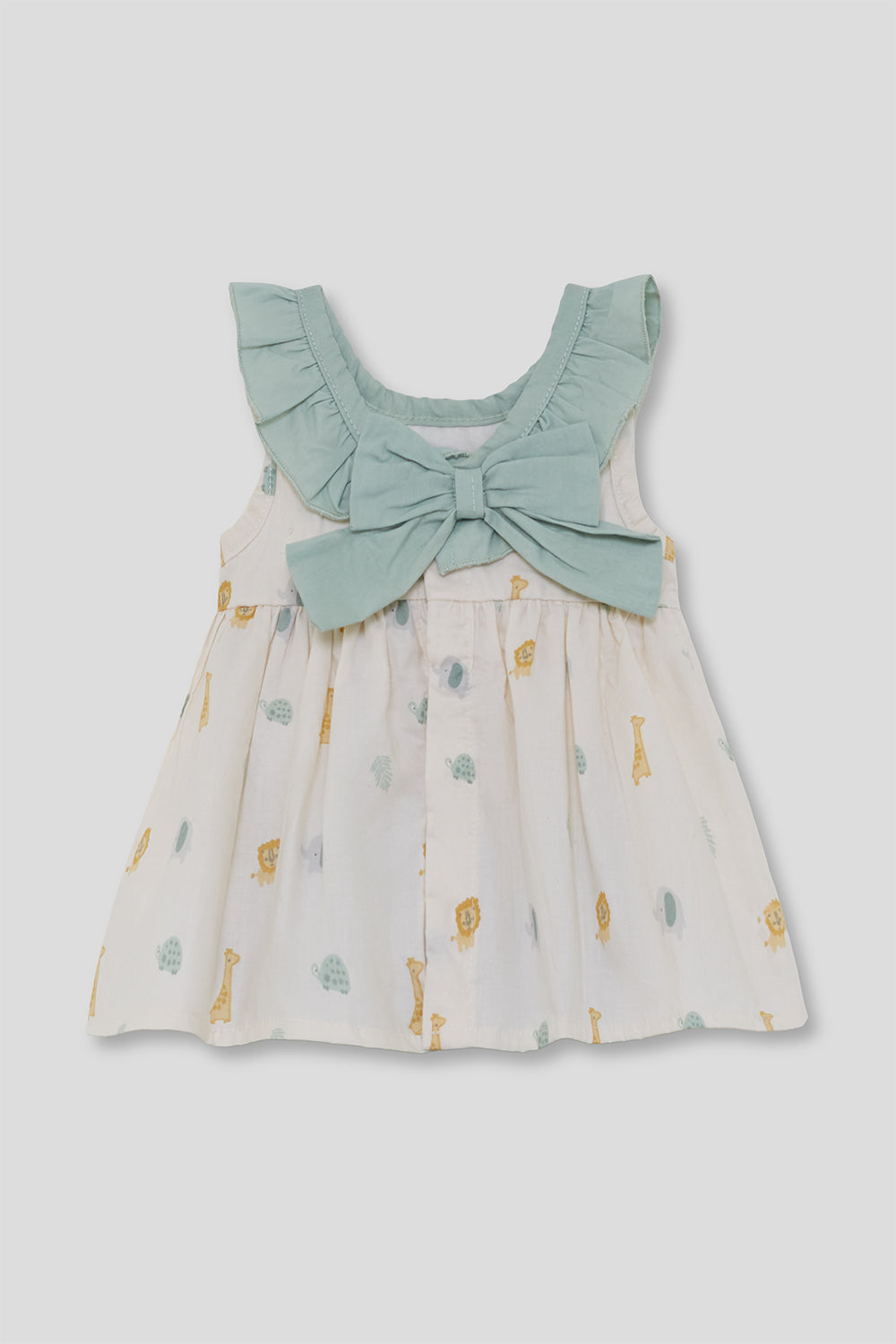 Vestido Niña Estampado Animales con Lazo Verde 3-8 Años – Street Monkey Verano