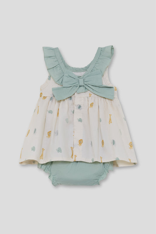 Jesusito Bebé Niña Estampado Animales con Lazo Verde 1-24 Meses – Street Monkey Verano