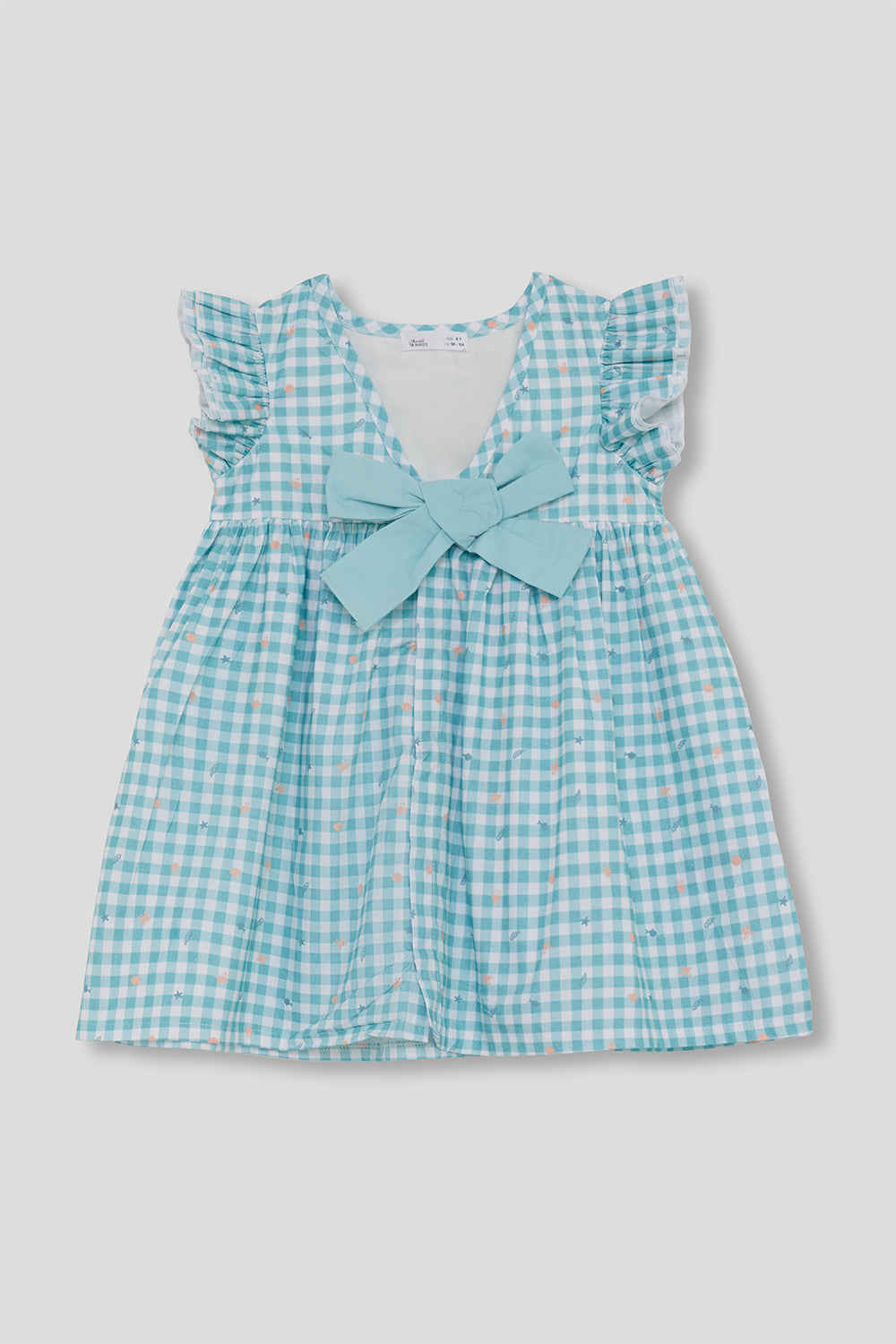 Vestido Niña Vichy Turquesa con Lazo 3-8 Años – Street Monkey Verano