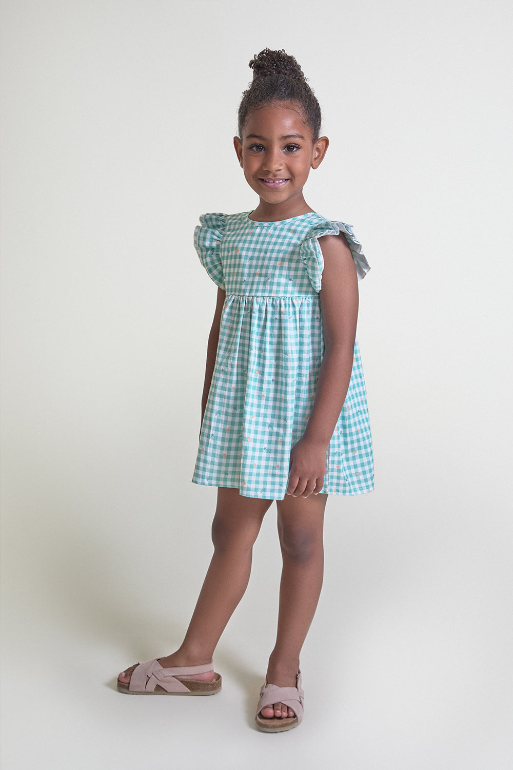 Vestido Niña Vichy Turquesa con Lazo 3-8 Años – Street Monkey Verano