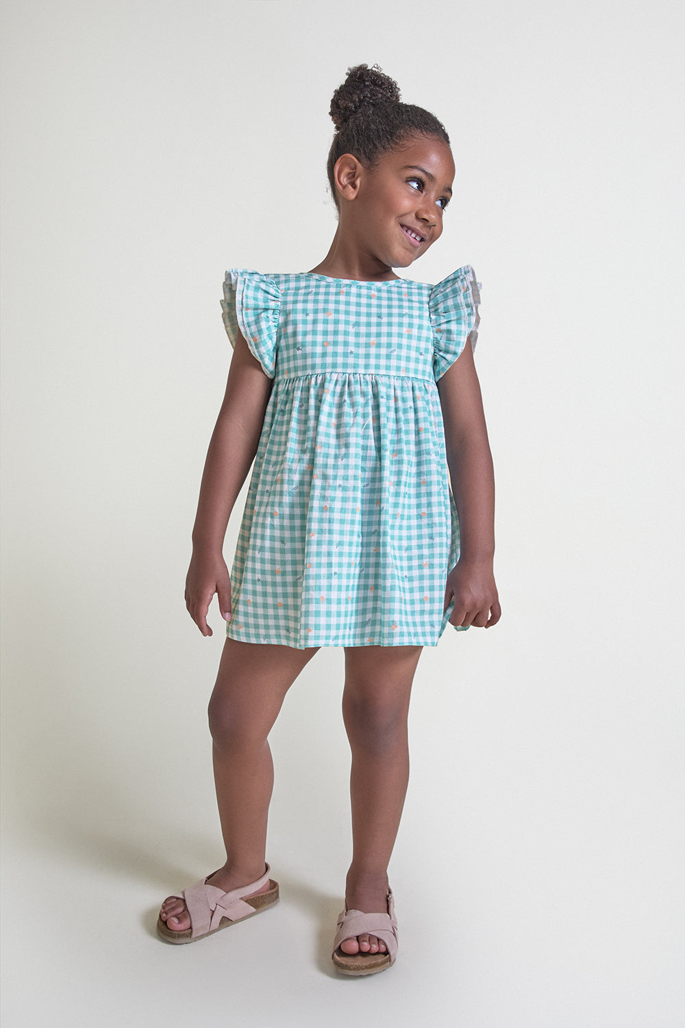 Vestido Niña Vichy Turquesa con Lazo 3-8 Años – Street Monkey Verano