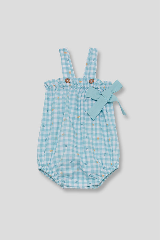 Ranita Bebé Niña Vichy Turquesa con Lazo 1-24 Meses – Street Monkey Verano