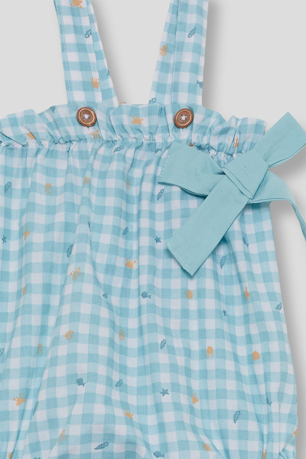 Ranita Bebé Niña Vichy Turquesa con Lazo 1-24 Meses – Street Monkey Verano
