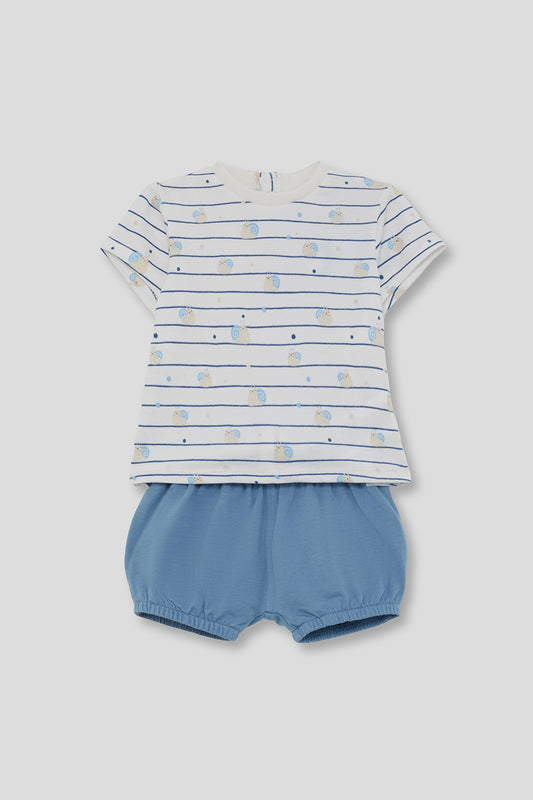 Conjunto Bebé Algodón Rayas Azul 1-24 Meses – Street Monkey Verano