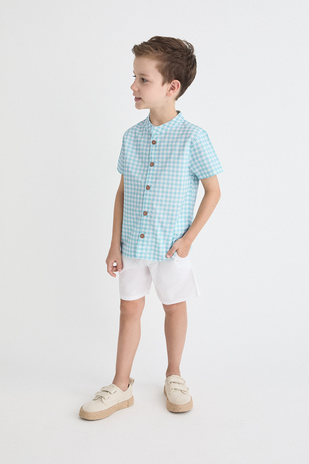 Conjunto Niño Vichy Turquesa 3-8 Años – Street Monkey Verano