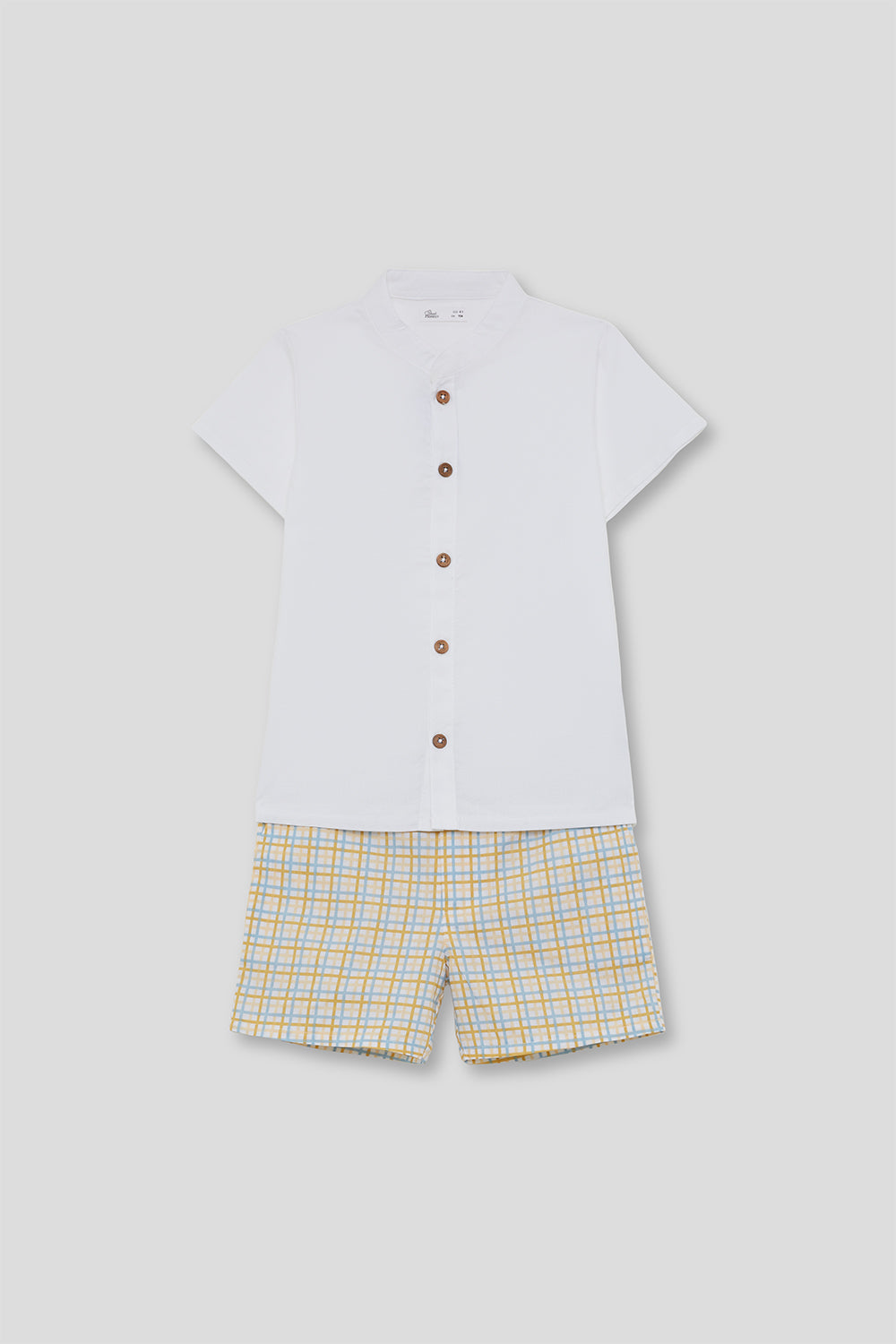 Conjunto Niño Camisa Blanca y Short Cuadros amarillos 3-8 Años – Street Monkey Verano