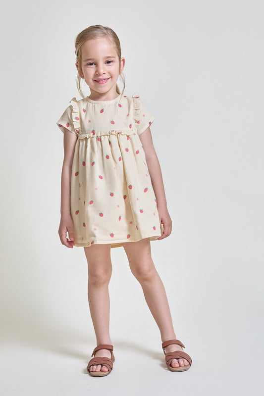 Vestido bebé niña algodón estampado fresas Street Monkey 3 meses–6 años