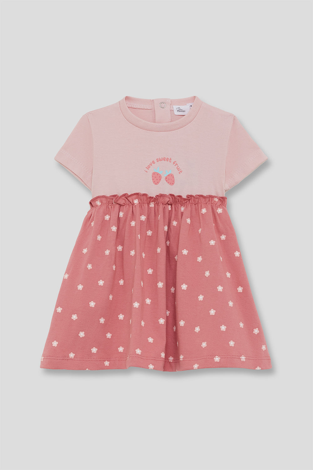 Vestido bebé niña de algodón rosa con falda estampada Street Monkey 3 meses - 6 años