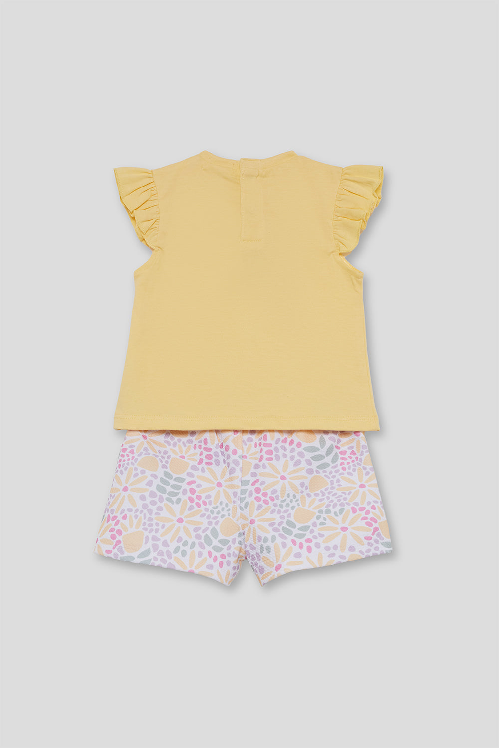 Conjunto bebé niña de algodón amarillo con short estampado Street Monkey 3 meses - 6 años