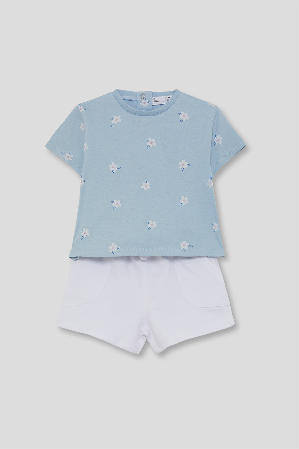 Conjunto bebé niña de algodón celeste y blanco Street Monkey 3 meses - 6 años