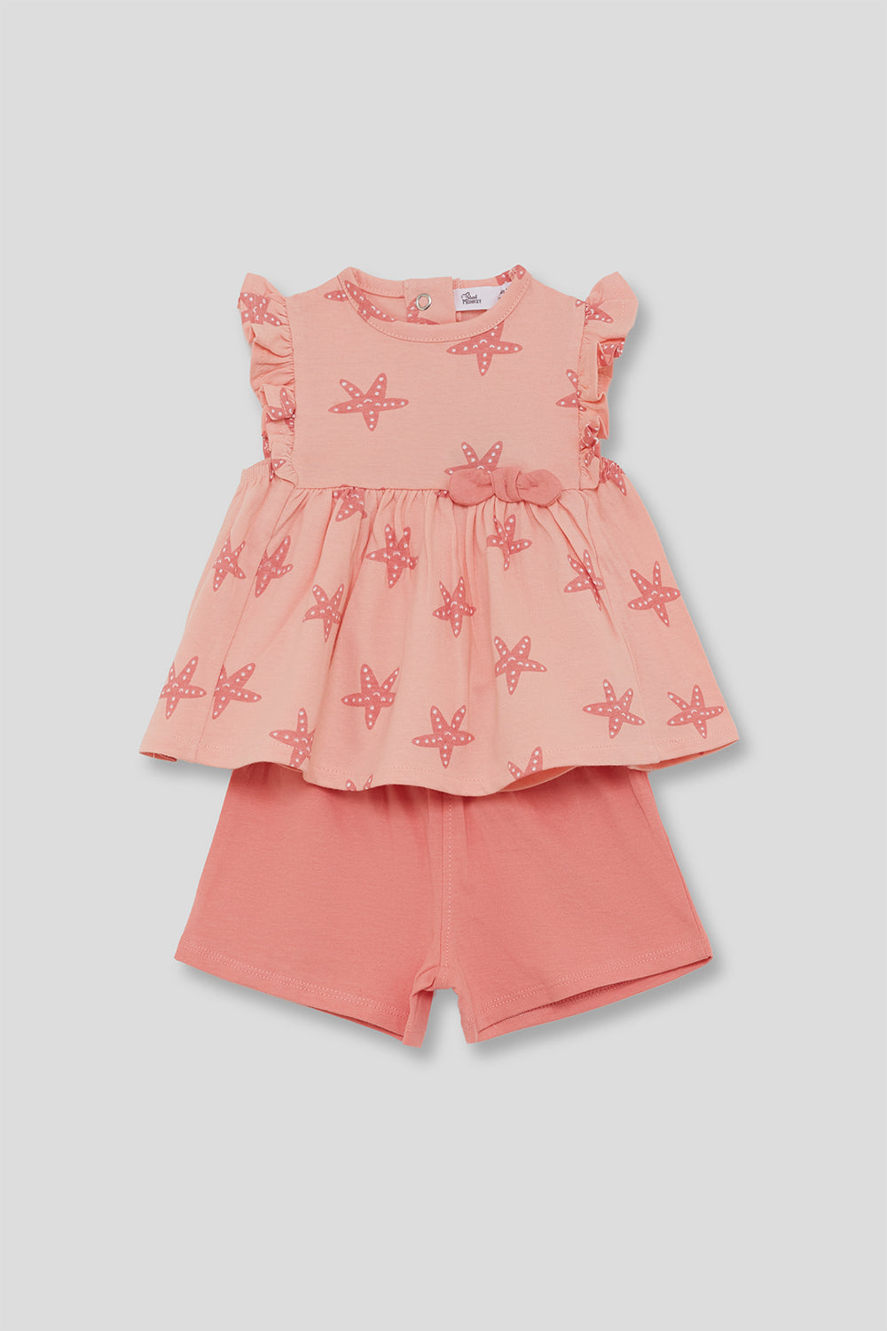 Conjunto Bebé Niña Estampado Estrellas de Mar Salmón 3 Meses - 6 Años – Colección Verano