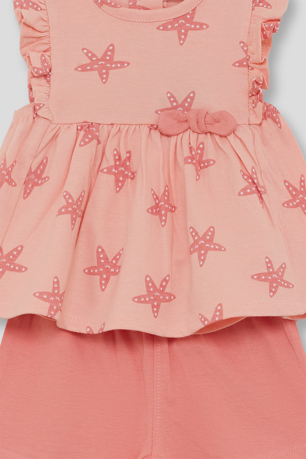 Conjunto Bebé Niña Estampado Estrellas de Mar Salmón 3 Meses - 6 Años – Colección Verano