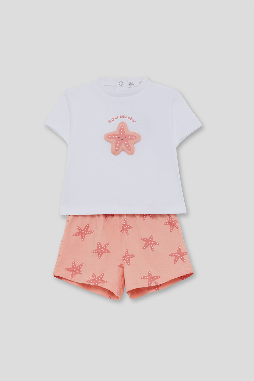 Conjunto Bebé Niña Estrella de Mar Blanco y Salmón 3 Meses - 6 Años – Colección Verano