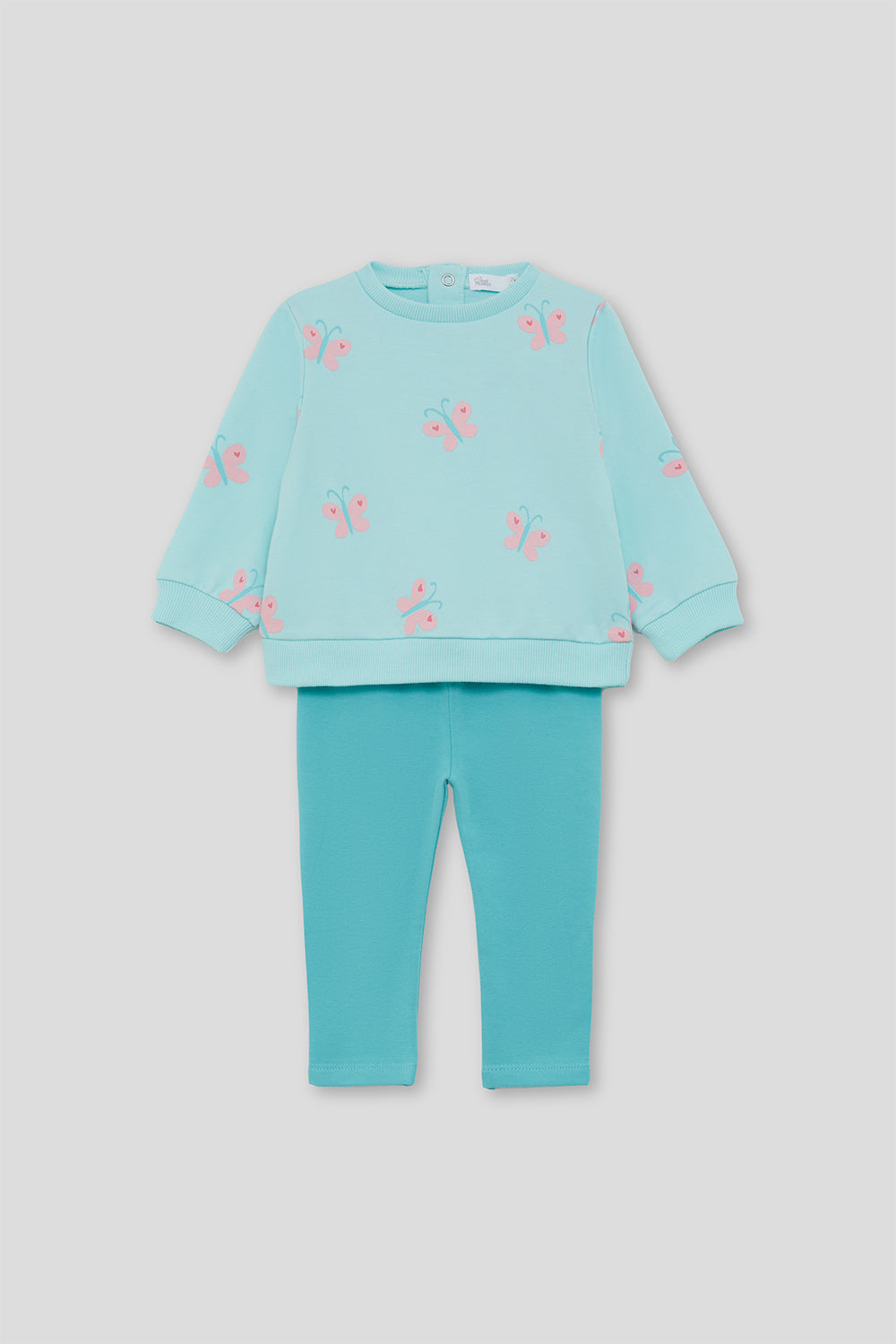 Conjunto Bebé Niña Verde Agua con Mariposas 3 Meses - 6 Años – Colección Verano
