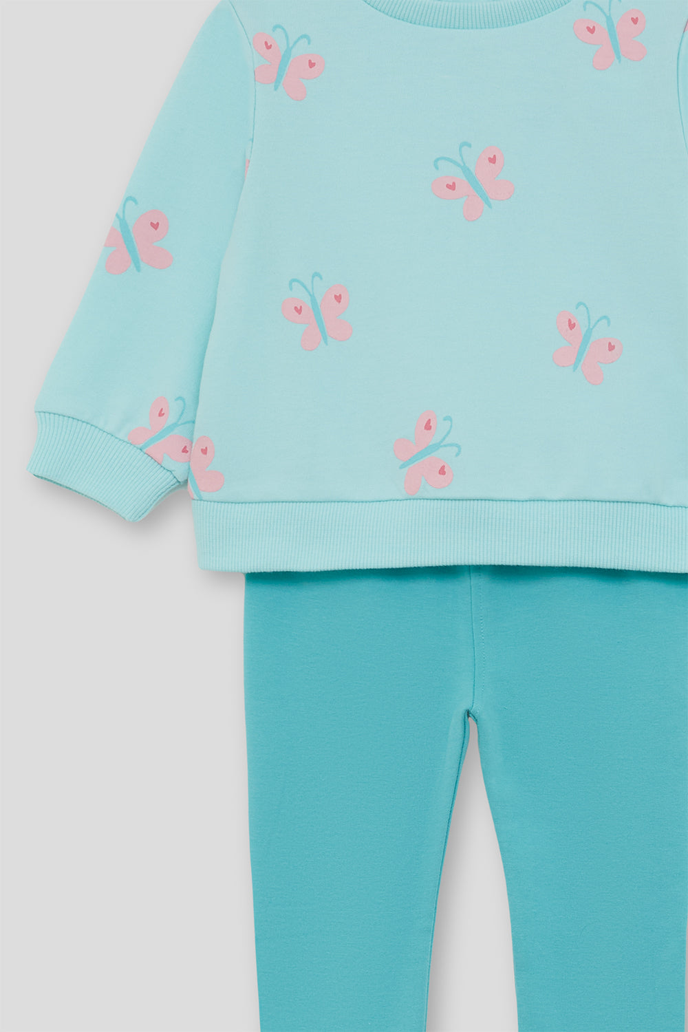 Conjunto Bebé Niña Verde Agua con Mariposas 3 Meses - 6 Años – Colección Verano