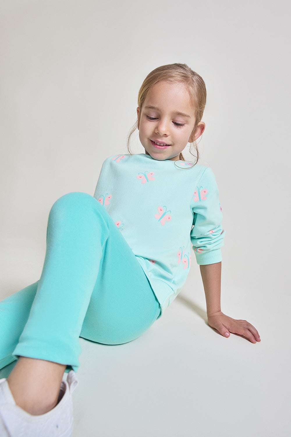 Conjunto Bebé Niña Verde Agua con Mariposas 3 Meses - 6 Años – Colección Verano