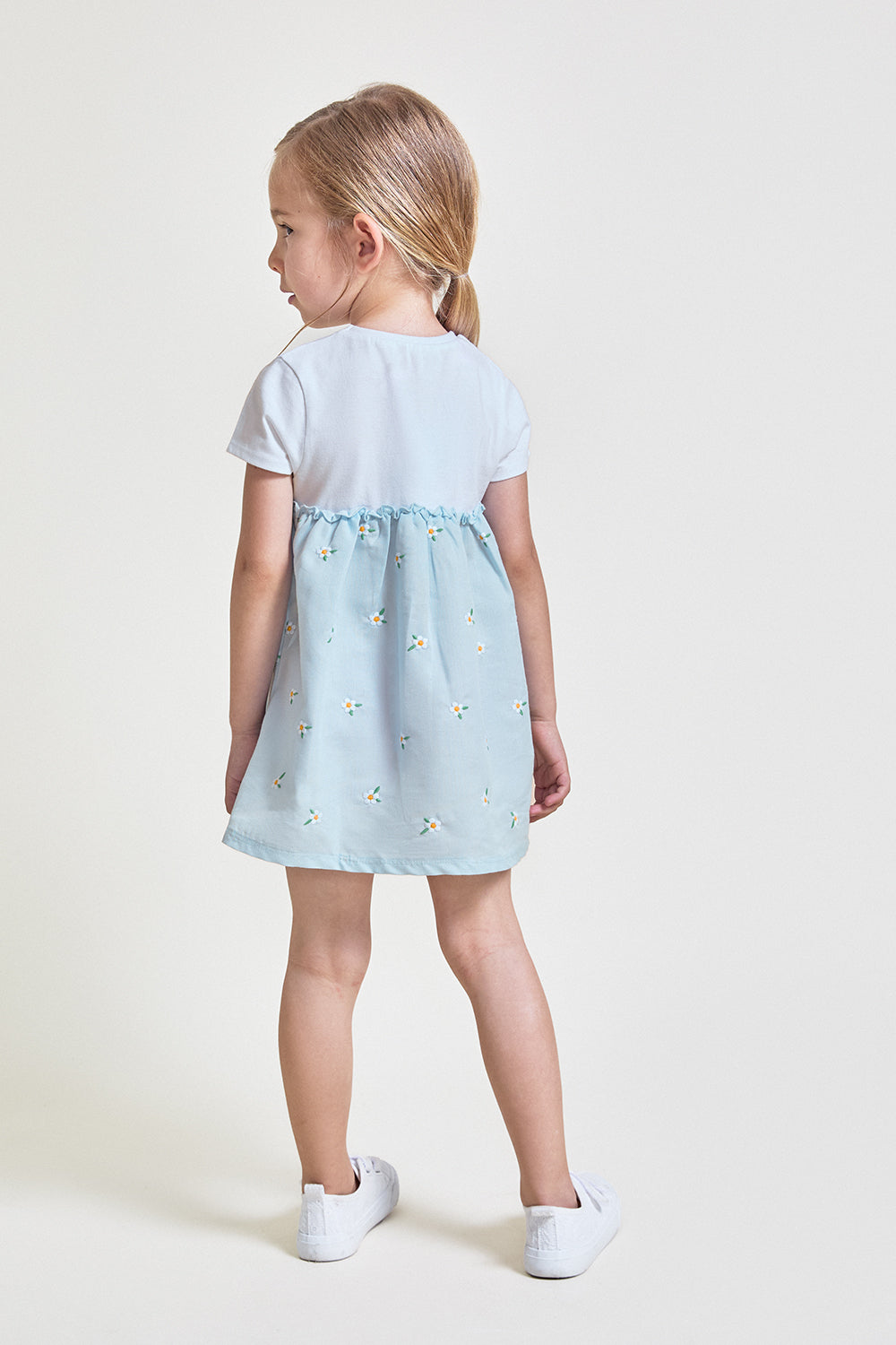 Vestido bebé niña algodón azul claro con flores Street Monkey 3 meses - 6 años
