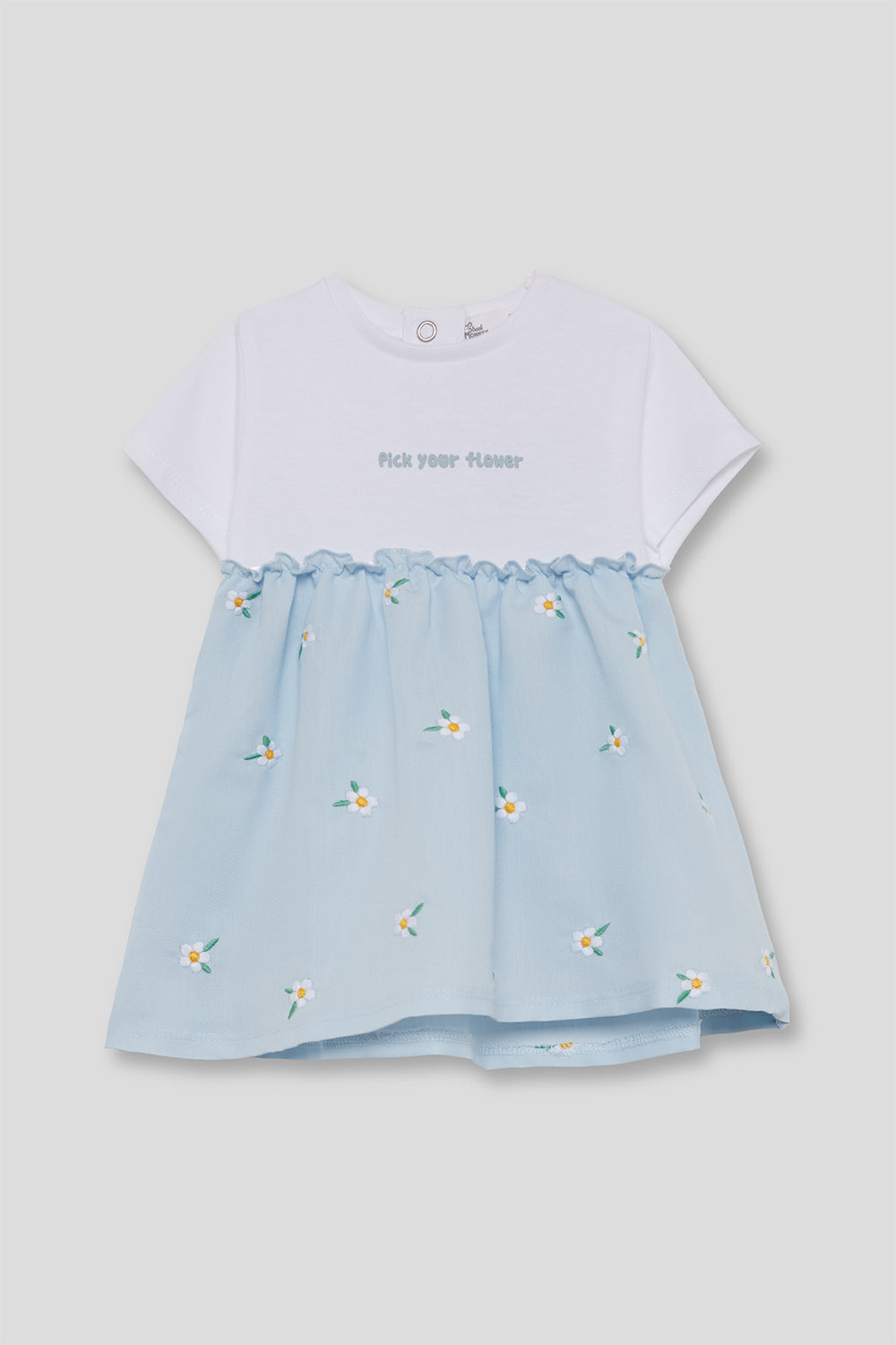 Vestido bebé niña algodón azul claro con flores Street Monkey 3 meses - 6 años