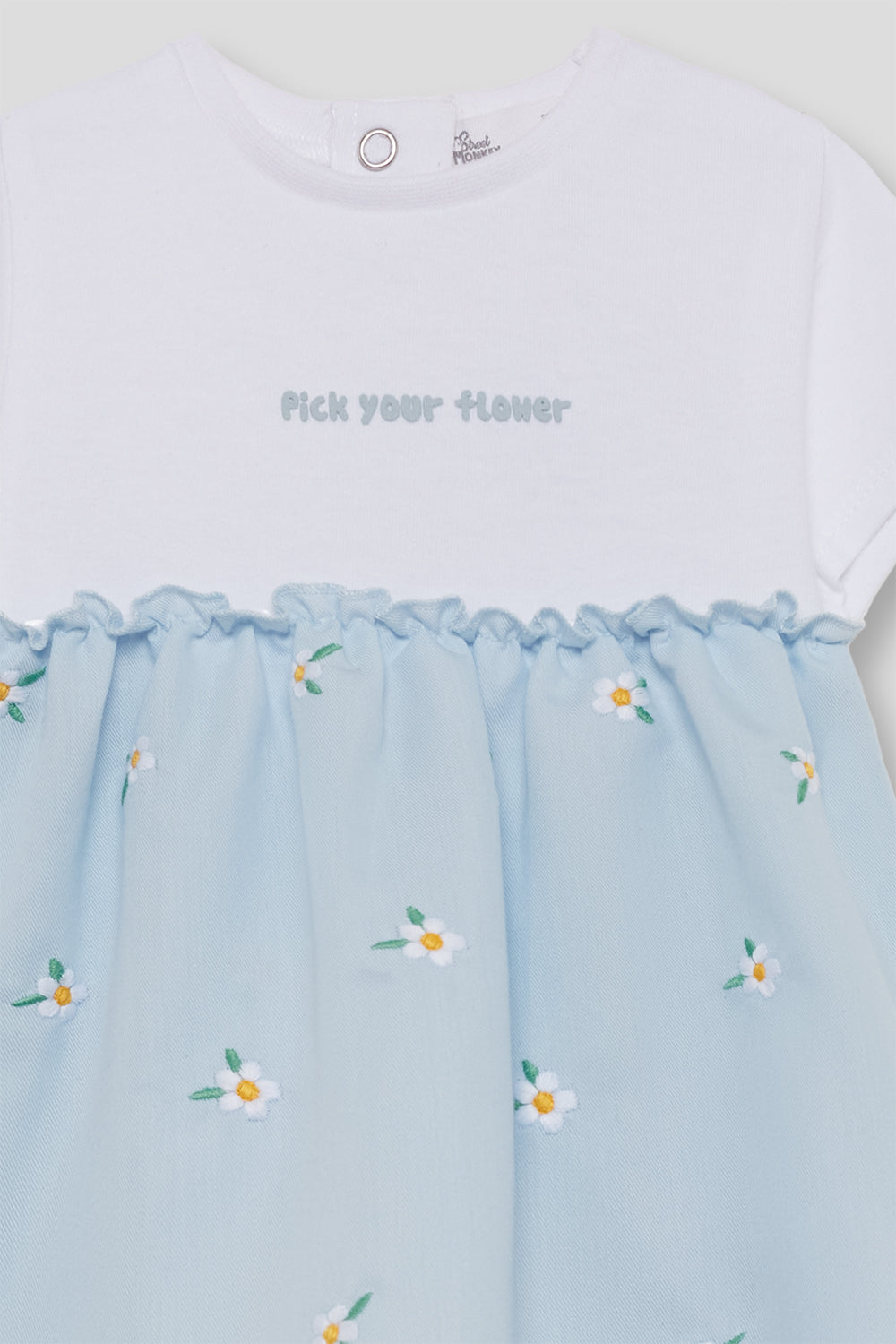 Vestido bebé niña algodón azul claro con flores Street Monkey 3 meses - 6 años