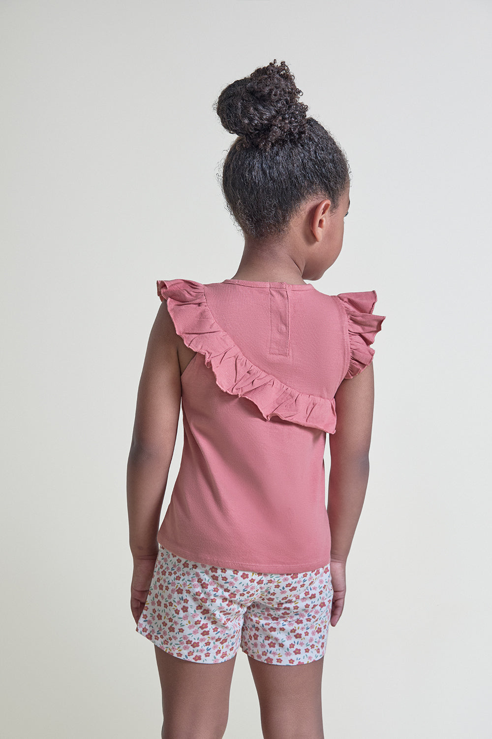 Conjunto Bebé Niña Rosa Empolvado con Volante y Short Floral 3 Meses - 6 Años – Colección Verano