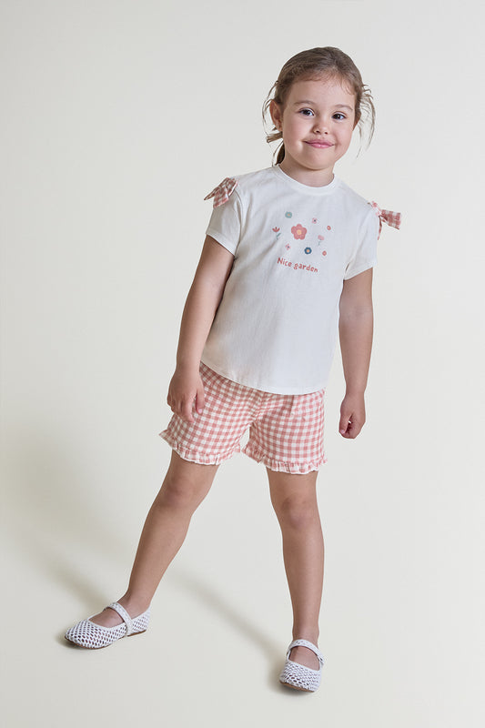 Conjunto bebé niña algodón camiseta y short vichy Street Monkey 3 meses - 6 años